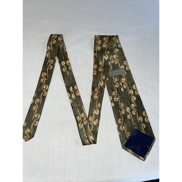 Structure Men’s Dress Tie Size 55” Green Geometric Silk Business Formal - Picture 8 of 12